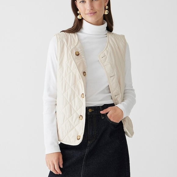 J.Crew Cream Reversible Vest in Primaloft - Picture 2 of 3